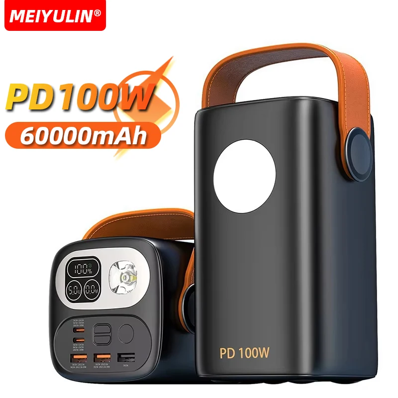 Banca di potere di grande capacità da 100 W 60000 mAh per laptop Batteria esterna portatile USB C PD a ricarica rapida per iPhone 16 Samsung Xiaomi