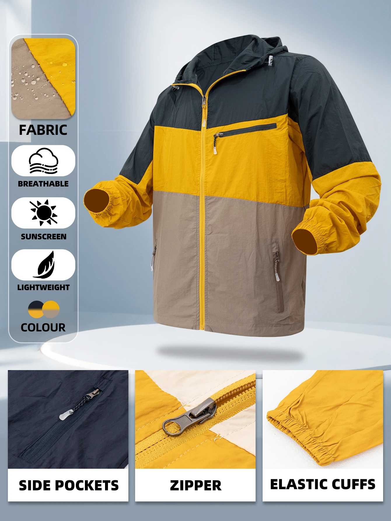 Giubbotto Uomo Con Cerniera E Cappuccio – Giacca Mezza Stagione Leggera, Sportiva, Per Montagna E Casual, Colori Vari