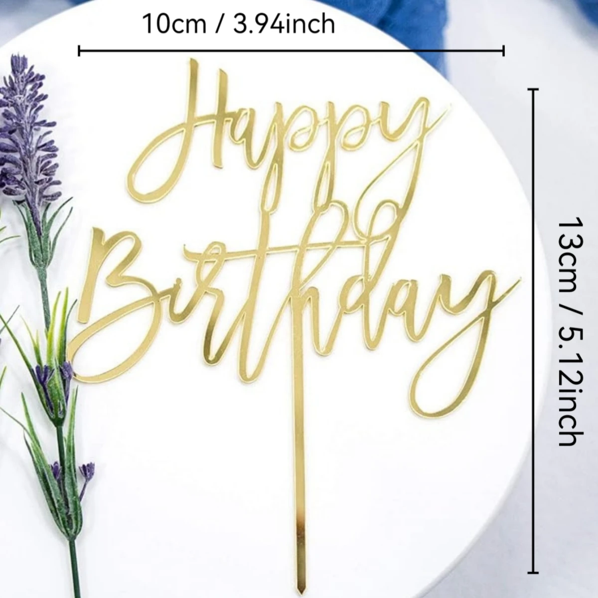50 PCS Birthday Cake Topper - Elegant Gold Acrylic Party Pick 3PCS Happy Golden Birthday Cake Topper - Gold Glitter Pick for Celebrating Anniversary Theme Party Cake Decorations Supplies 2