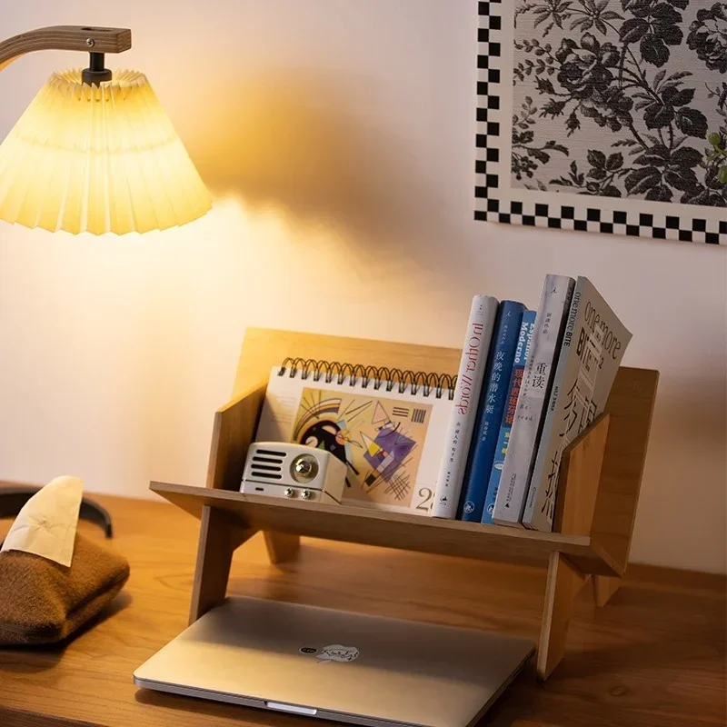 

V-Shaped Bookshelf Chic Desktop Organizer Three-Dimensional Design for Student Desks Modern and Sleek