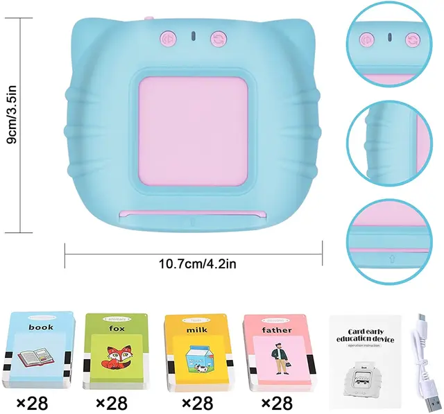 Kids Flashing Cards Toys Montessori Educational Reading Machine Electronic Interactive Flash Cards for Toddlers Gift 6