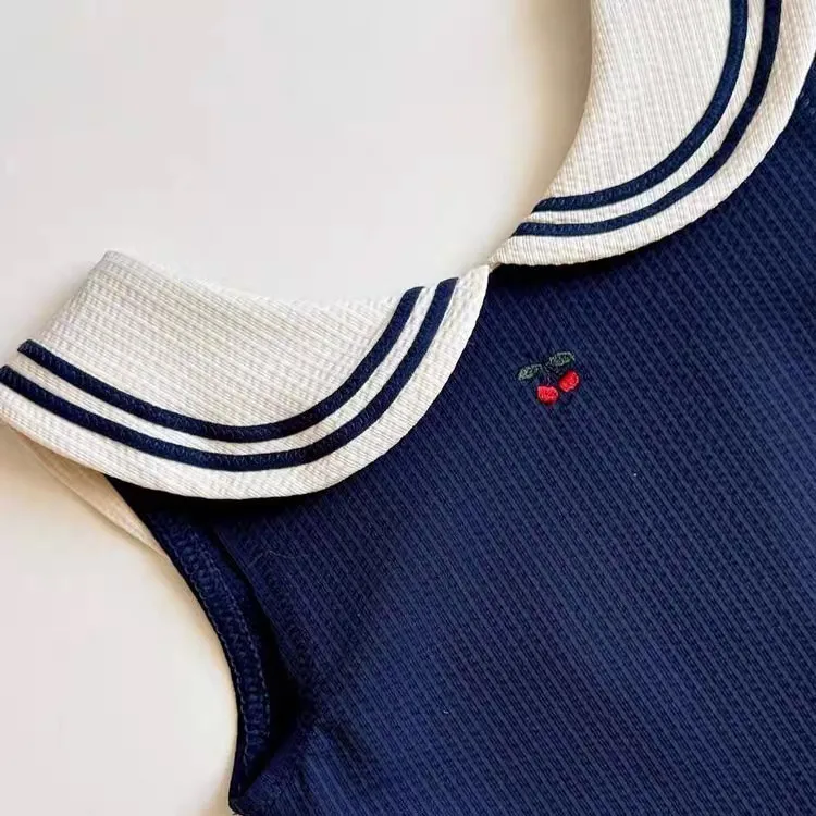 Children's Swimsuit 2026 New Toddler Baby Girls One-piece Swimsuit Summer Navy Swimsuit Swimwear for Girls - 3