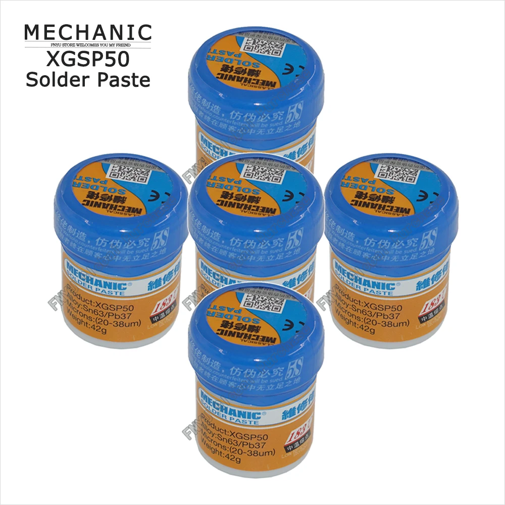 Mechanic Xgsp50 42g 5pcs Liquid Solder Paste Sn63 Pb37 Leaded Smd Bga