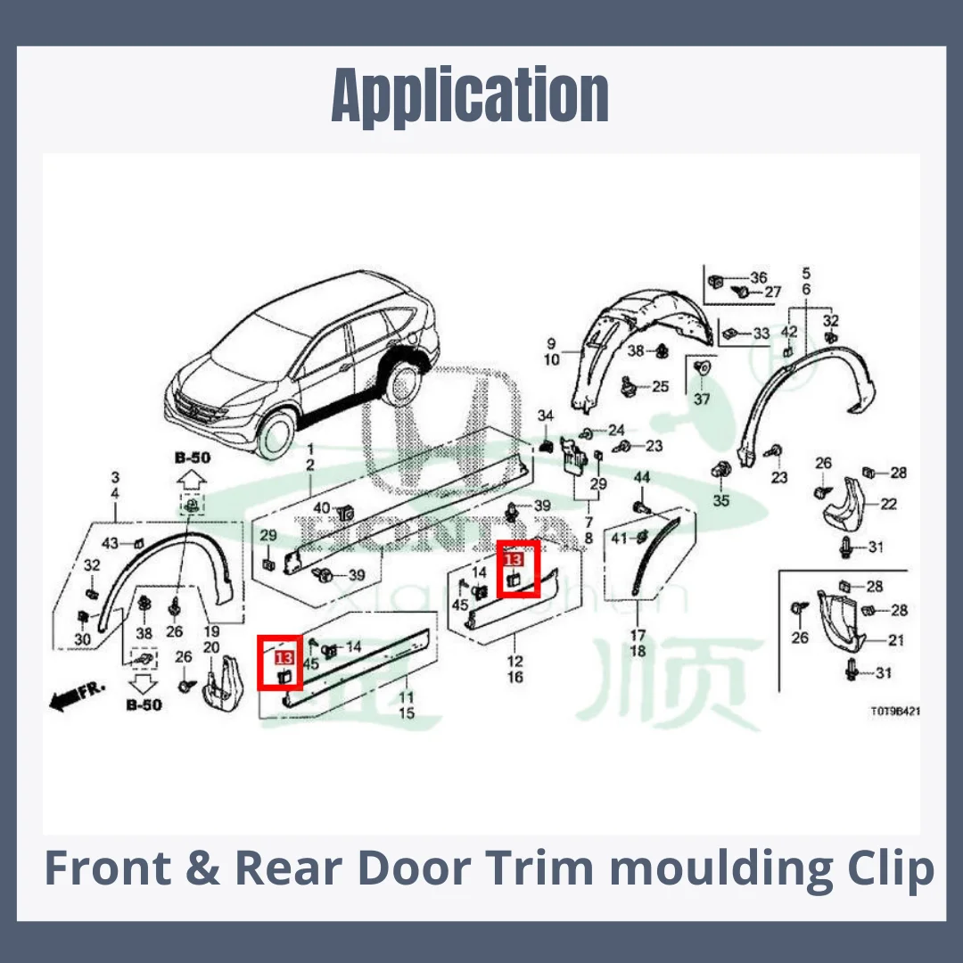 10x Honda CRV Plastic Trim Clips for Protective Lower Door Moulding Trim  Strips