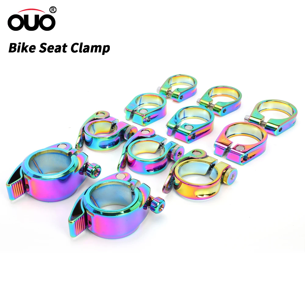 Colorful Saddle Clamp Bicycle Seat Post Clamp 28.6/31.8/34.9mm Seatpost Tube Rainbow Mtb Bike Piece bike seatpost clamp