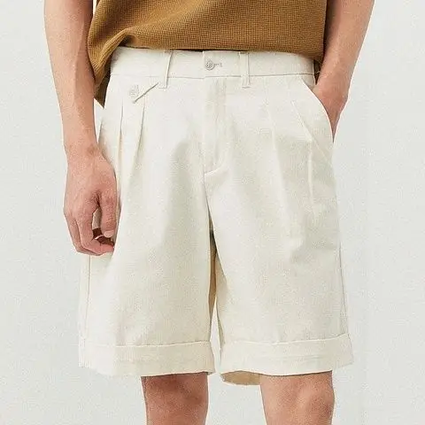 

2024 Men's Summer New Fashion Casual Straight Shorts Male Solid Color Loose Shorts Men High Waist Pockets Short Pants K82