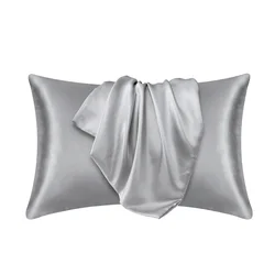 Nordic Luxe Silk Pillowcase - Elegant Multi-Color Collection - 1PCx51x66cm(20x26in) (Light Grey)