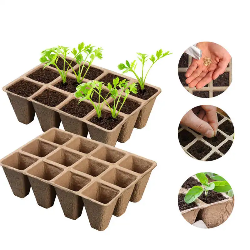 

10/24 24PCS 12Hole Nursery Pots Paper Tray Garden Nursery Seedling Trays Plant Pots Planting Garden Supplies