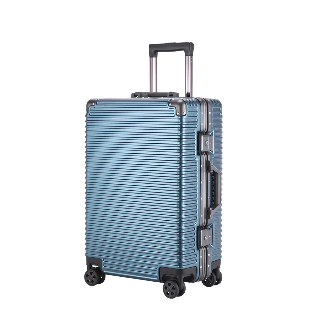 Pluenli High-End Retro Trolley Koffer Douane Slot Zakenreizen Instapkast Slijtvaste Aluminium Frame Bagage