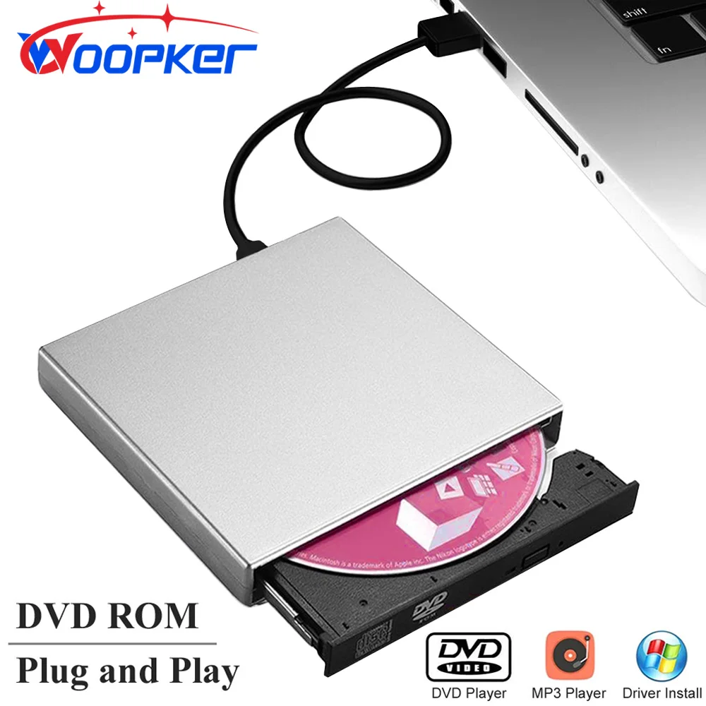 Woopker external dvd player vcd cd mp3 reader usb 2 0 portable ultra