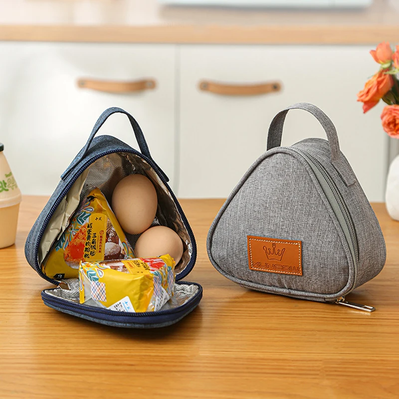 Breakfast Insulation Thermal Bag Mini Triangular Rice Ball Lunch Box Bags  Cute Portable Food Bento Fresh Pouch for Women Kids