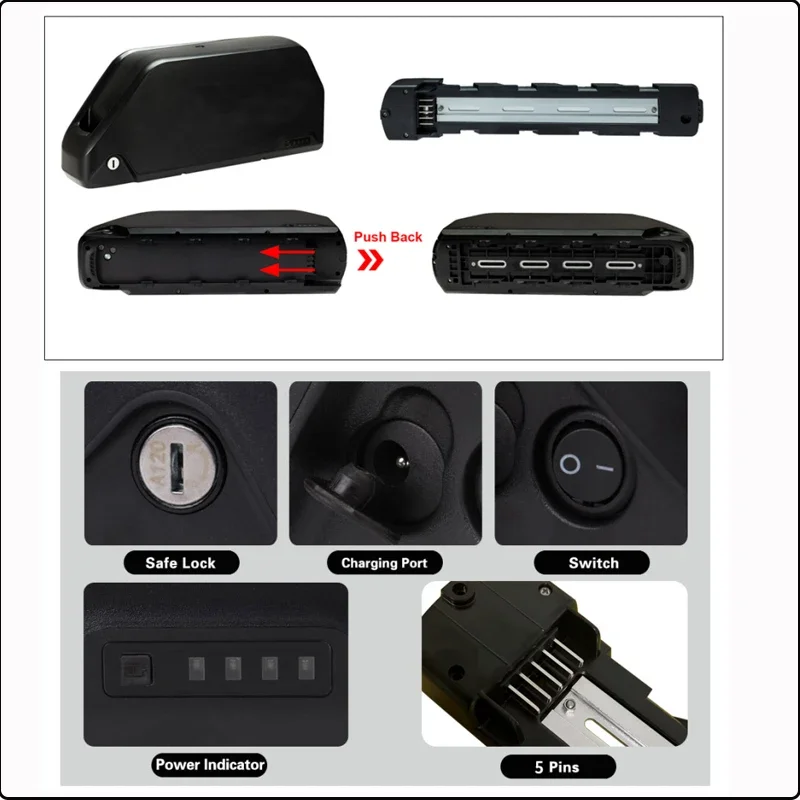 Ebike battery Polly 48V 60V 72V 30AH downtube 52V electric battery 100A BMS Cham Rider original 21700 Lithium Lon 3000W