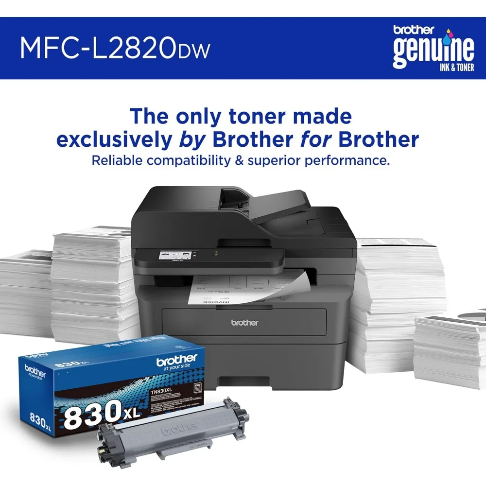 MFC-L2820DW Wireless Compact Monochrome All-in-One Laser Printer with Copy, Scan and Fax, Duplex