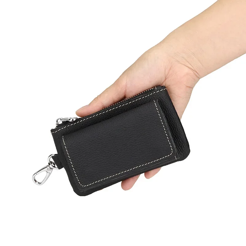 Genuine Leather Key Wallet Unisex Multifunction Keys Organizer Men Simple Card Keychain Cover Women Smart Housekeeper Coin Purse