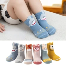 

3 Pairs/Lot 0-2T Baby Socks Spring Autumn Combed Cotton Loose Welt Cute Cartoon Anti-slip Socks for Newborns Babies Accessories
