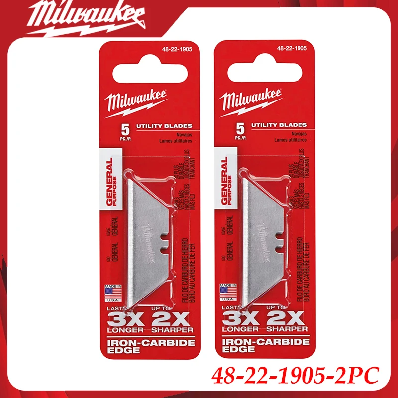 Milwaukee 48-22-1905 Utility Knife Blades Heavy-Duty Iron-Carbide Replacement Blades for Box Cutters & Cutting Tasks