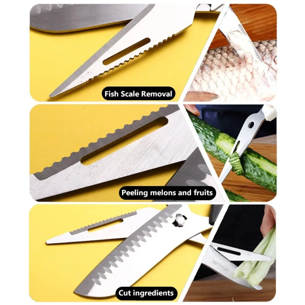Kitchen Scissors Stainless Steel Scissors 5 Inch Stainless Steel Multifunction Scissors Meat Cut Scissors Kitchen Scissor Shredde Removable Kitchen Knife Hand Tool