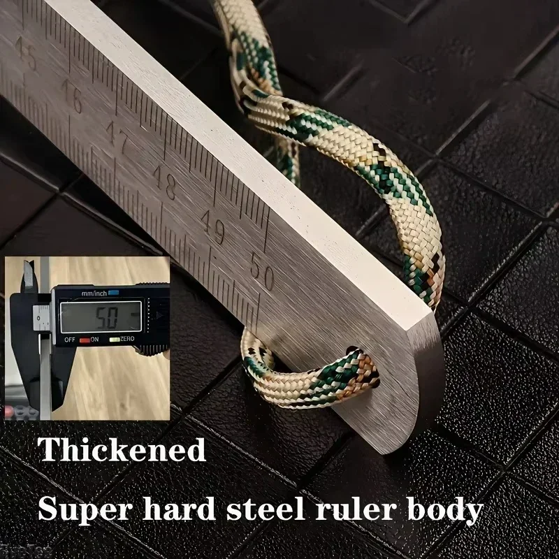 Premium 20-Inch Dual-Scale Stainless Steel Ruler with Enhanced Durability and Convenient Lanyard
