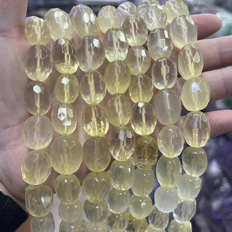 

Lemon quartz baroque faceted 12*15mm loose beads 38cm for DIY jewelry making necklace FPPJ wholesale nature