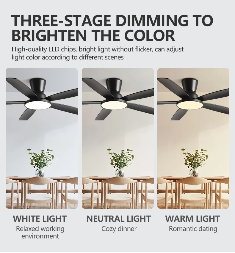 Description Picture 5 of item72Inch Ceiling Fan Llights Strong Winds Living Room DC Remote Control Ceiling Fan Light Atmosphere Mute With Fan Chandelier