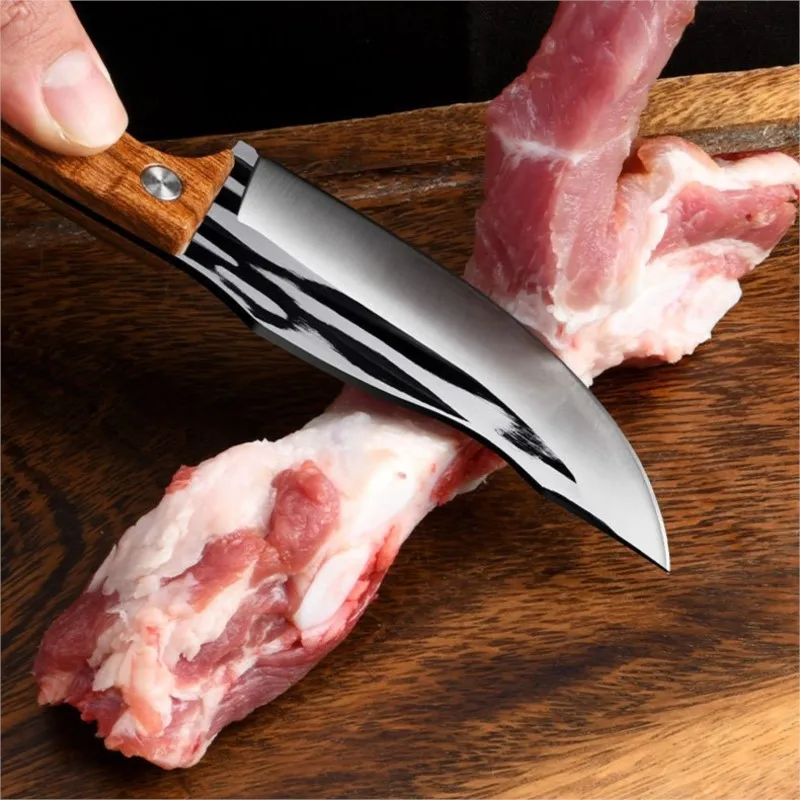 kitchen knives Outdoor Cutting Knife Hand-forged High-hardness Fine Steel Cutting Tool Forging Shaving Bone Knife Household Meat Eating