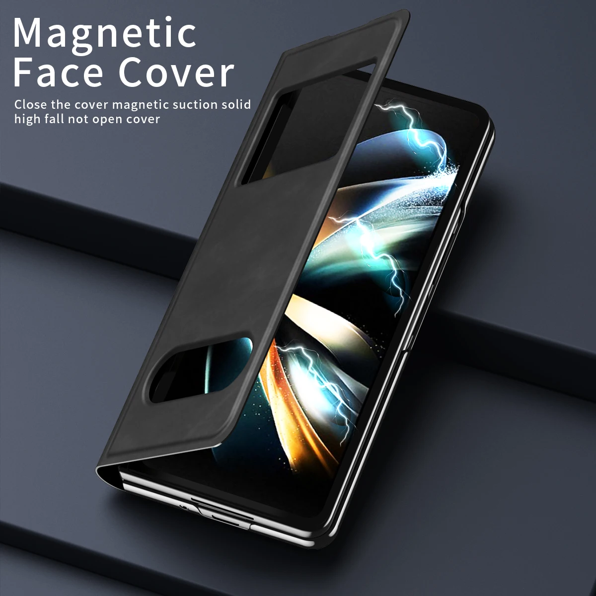 Фото Роскошный чехол-книжка с окошком для экрана для Samsung Galaxy Z Fold 4, кожаный чехол Z Fold 5 3 2 №4