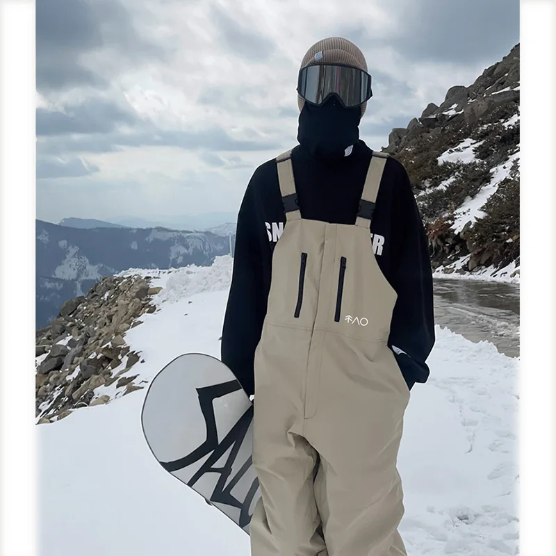 3 Colors Unisex Men Women Warm Ski Pants Suspenders Trousers Windproof Waterproof Snow Jumpsuit Snowboarding Sports Hiking Pants