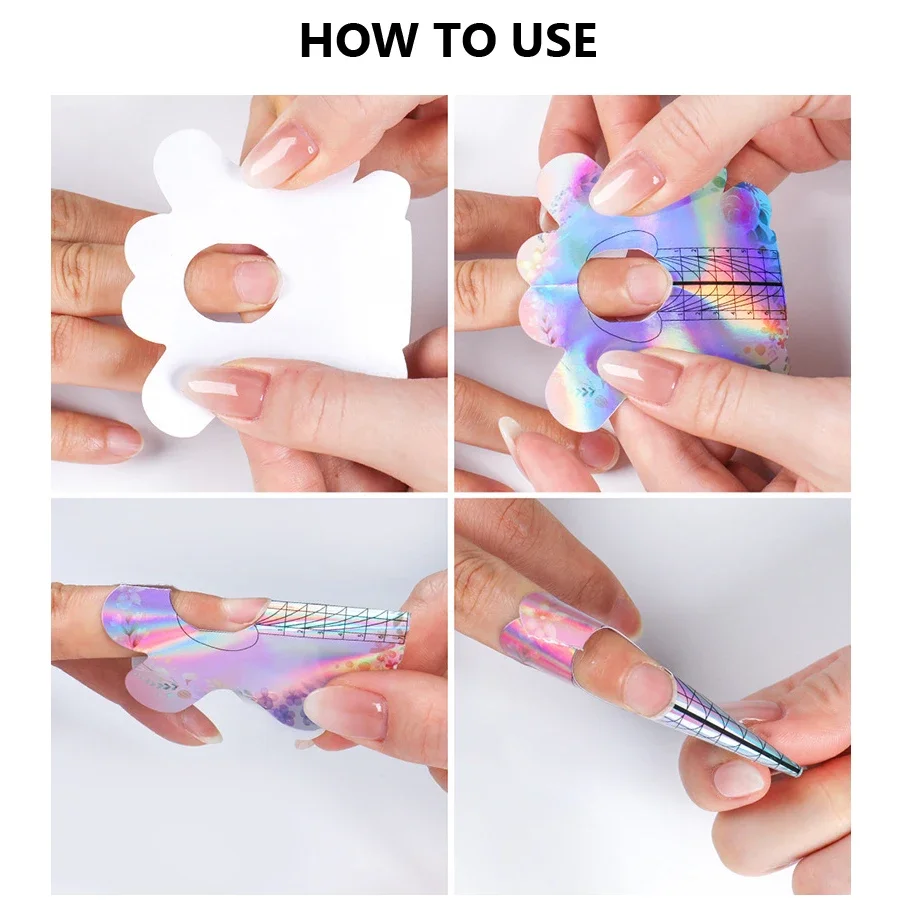 100Pcs Self-Adhesive Nail Extension Forms for French Tips and UV Gel Building