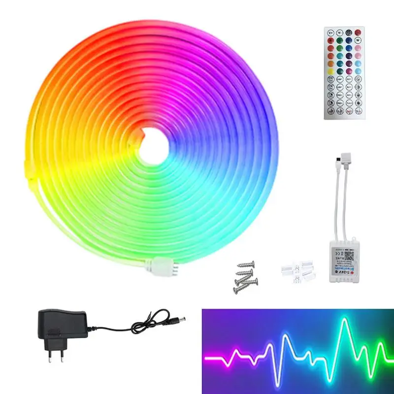 

Гирлянда с дистанционным управлением, регулируемая неоновая лампа-лента с лампочками, для помещений и улицы