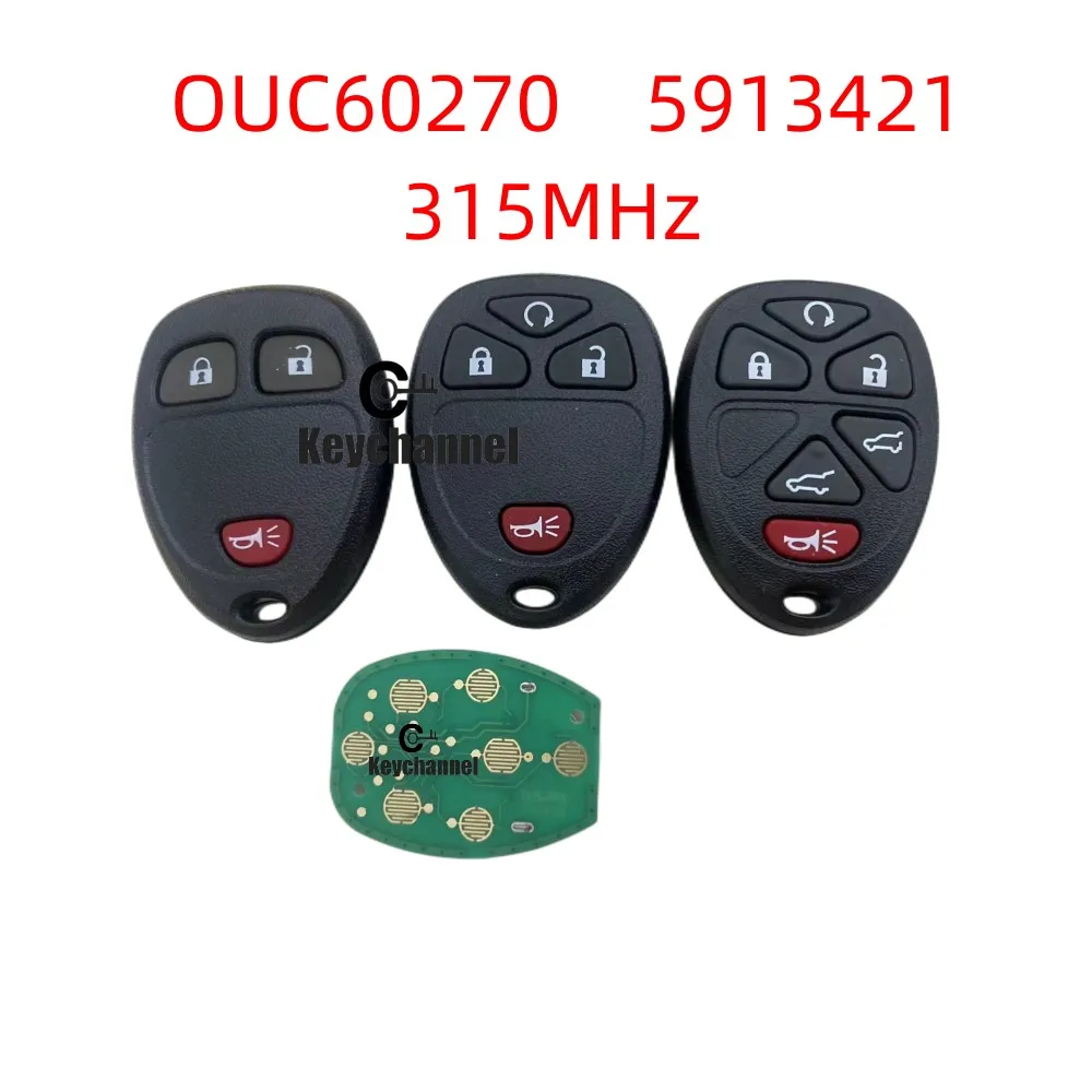 keychannel 1pcs 3/4/5/6 Button Car Key Remote 315MHz Fob Alarm OUC60270 5913421 for GM Buick Replacement Remote Locksmith Tool