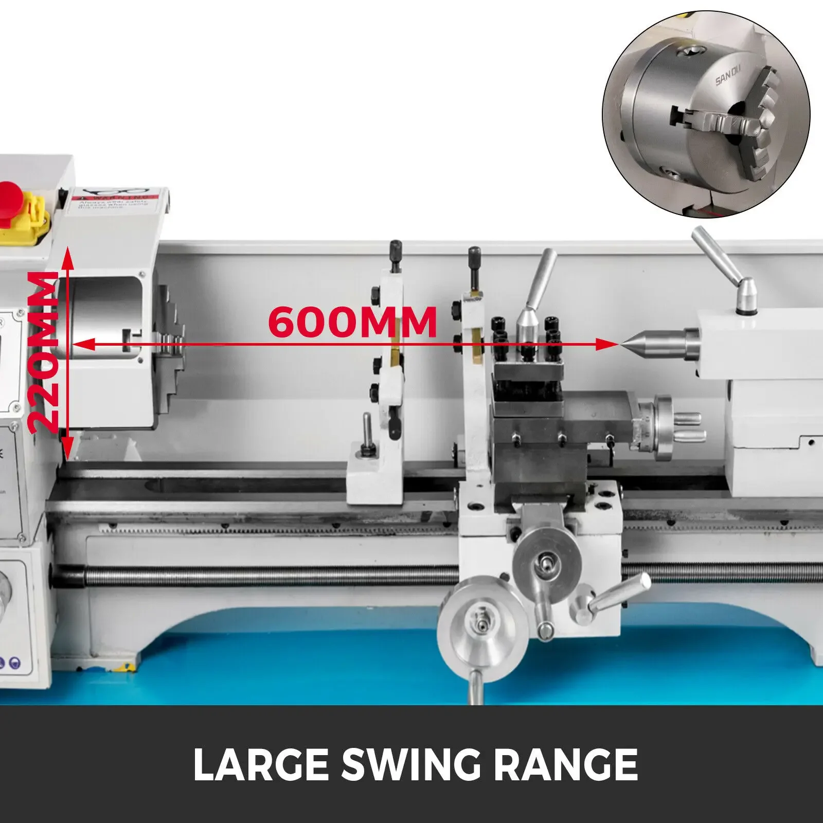 VEVOR Mini Metal Lathe 1100W Variable Speed Mini Lathe Machine Spindle 38mm Chuck Size 125mm Brushless Motor Drilling Threading
