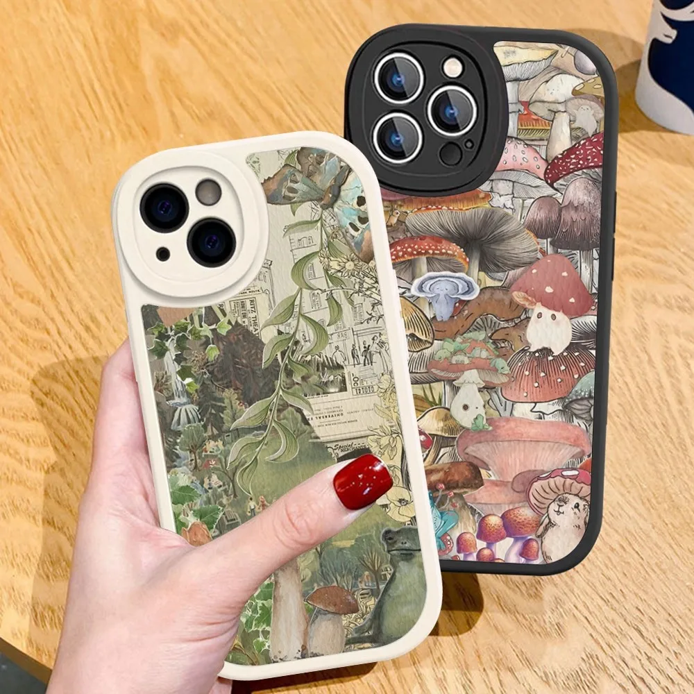 

Mushroom Phone Case Hard Leather For iPhone 14 13 12 Mini 11 14 Pro Max Xs X Xr 7 8 Plus Fundas