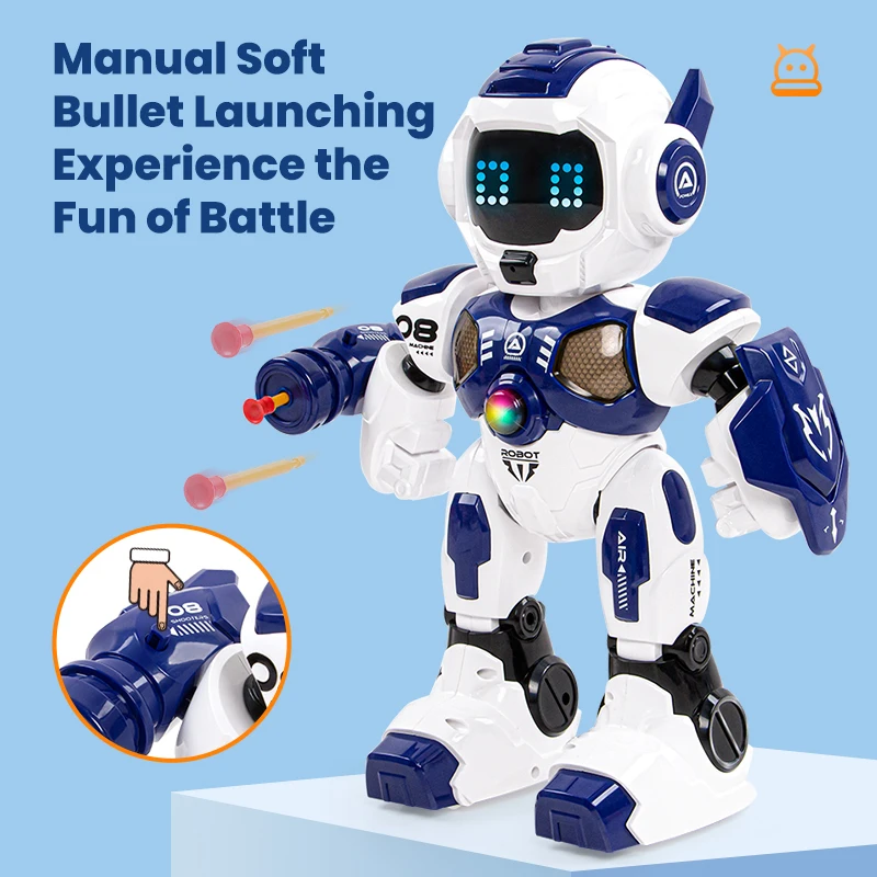 Programmable RC Robot Warrior Toy with Touch Sensor and Soft Bullet Launch