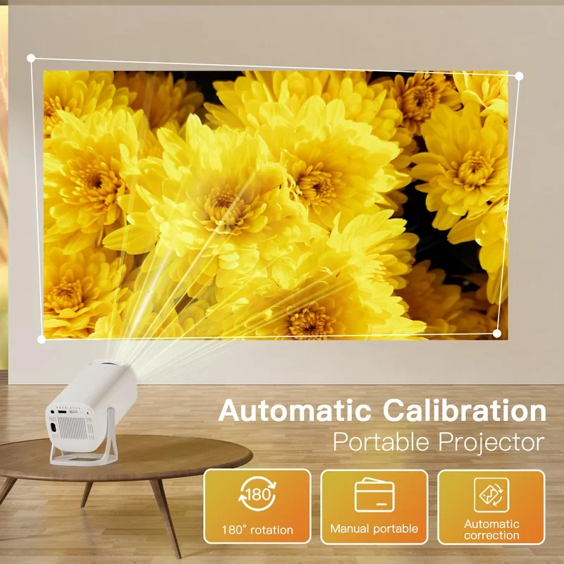 S40 프로젝터, WiFi 및 블루투스 기능 탑재, 풀 HD 1080P 휴대용 프로젝터, 210 ° ? 회전식 스탠드, 자동 키스톤 글로우 파티 용품