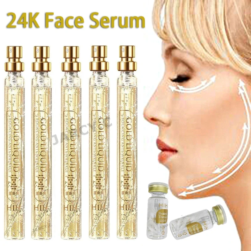

24K Gold Face Serum Face Lift Collagen Protein Thread Facial Essence Line Anti-Aging Firming Moisturizing Hyaluronic Skin Care