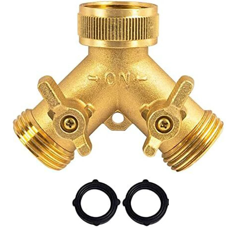 

1pc Garden Hose Splitter 2 Way Heavy Duty Brass Water Hose Splitter Faucet Garden Tap For Outdoor Replacement Faucet Accessories