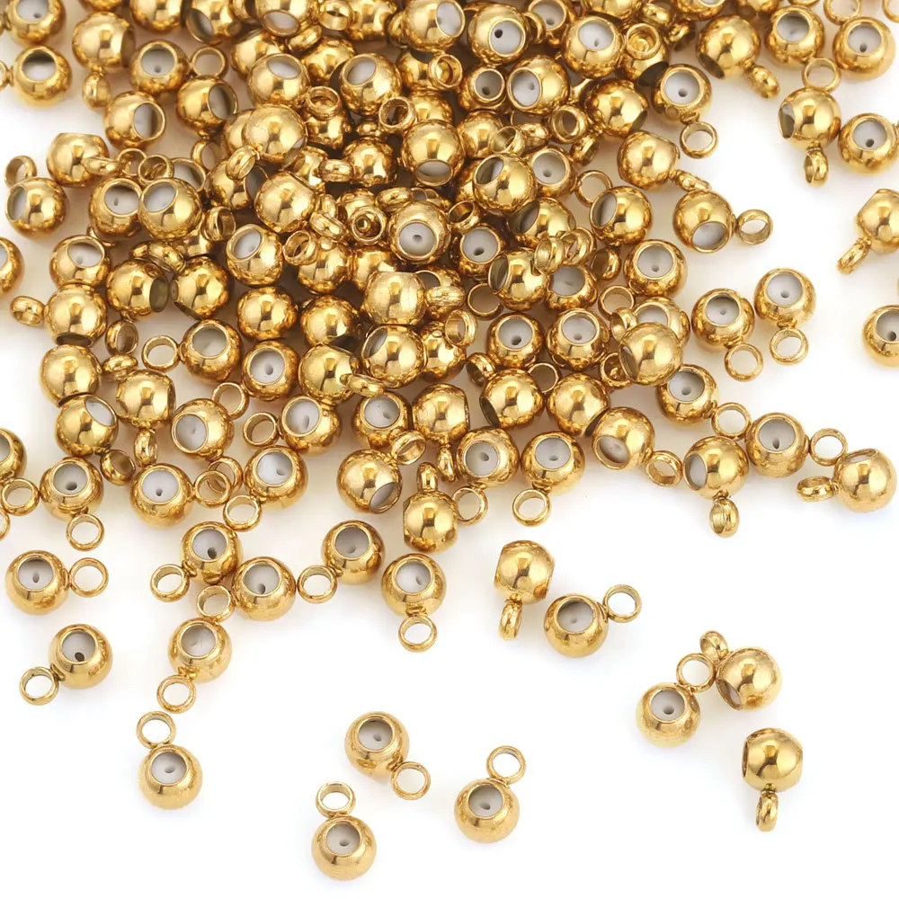 Stainless Steel Adjustment Beads with Non-slip Silicone Ring Gold Color Stopper Spacer Beads for Jewelry Making 3