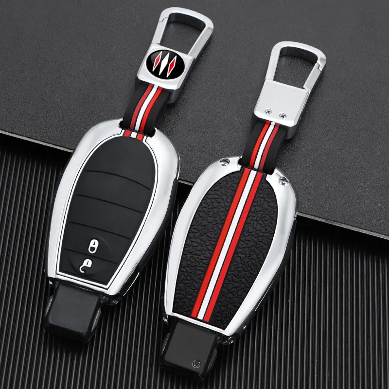 Metal Car Key Case Cover Fob Shell for Chrysler 300C Jeep Commende Dodge Durango Ram Grand Voyager Caravan Cherokee Town