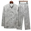 Tang Suit (top + Pants) Dad Chinese Style Hanfu for Middle-aged and Elderly Men Imitation Mulberry Silk Satin Jacquard Suit 1
