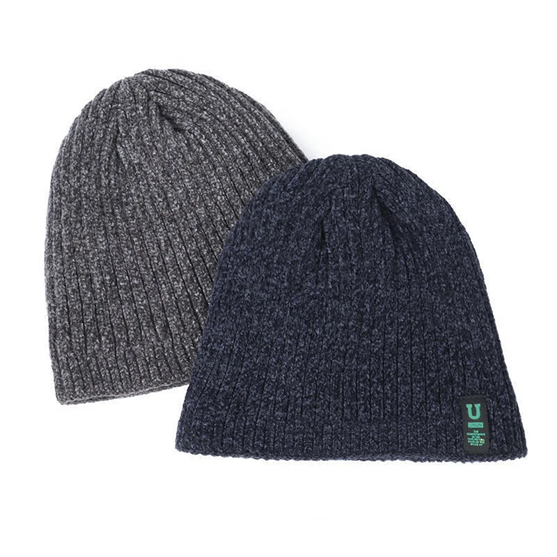New Unisex Two-Tone Winter Hats Add Fur Lined Men And Women Fashion Warm Beanie Cap Casual Winter Knitted Hats 3