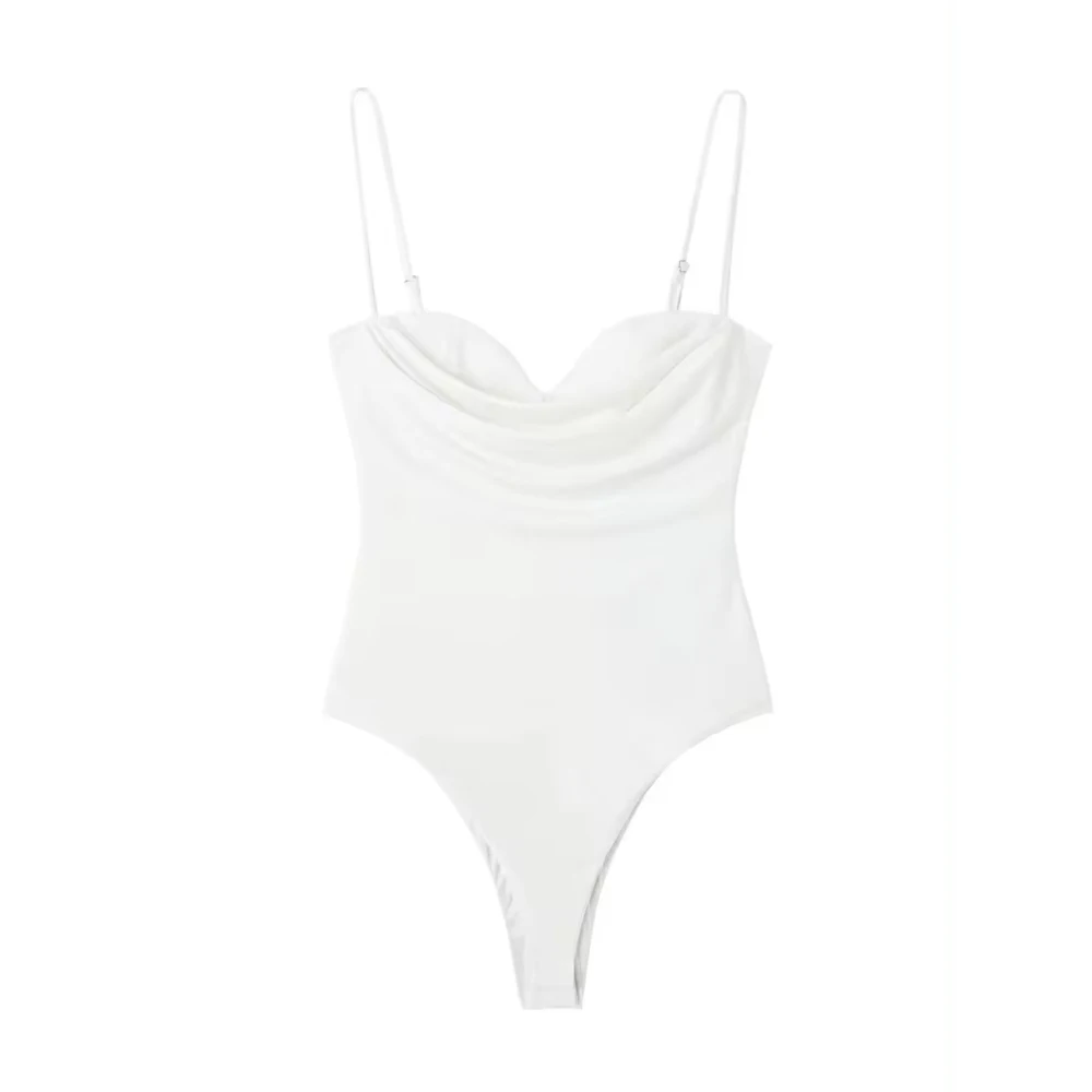 sweetheart draped bodysuit front view