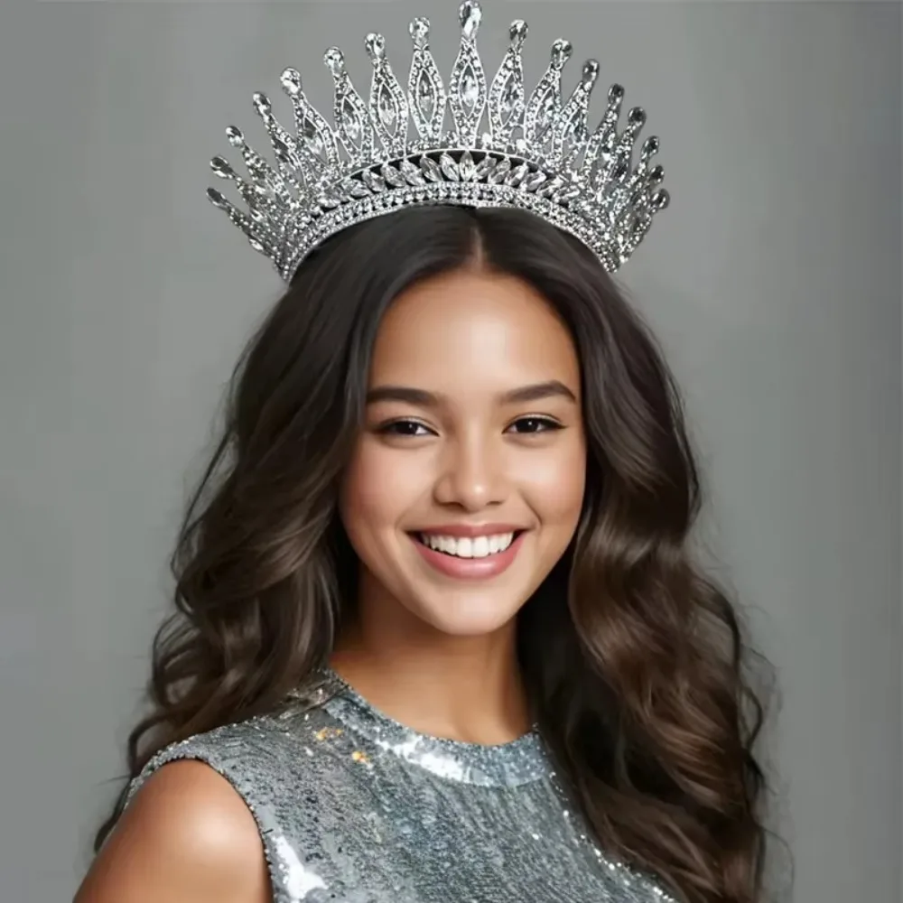 Luxury Baroque Queen Crystal Crown With Comb For Bridal Wedding_voghion.com