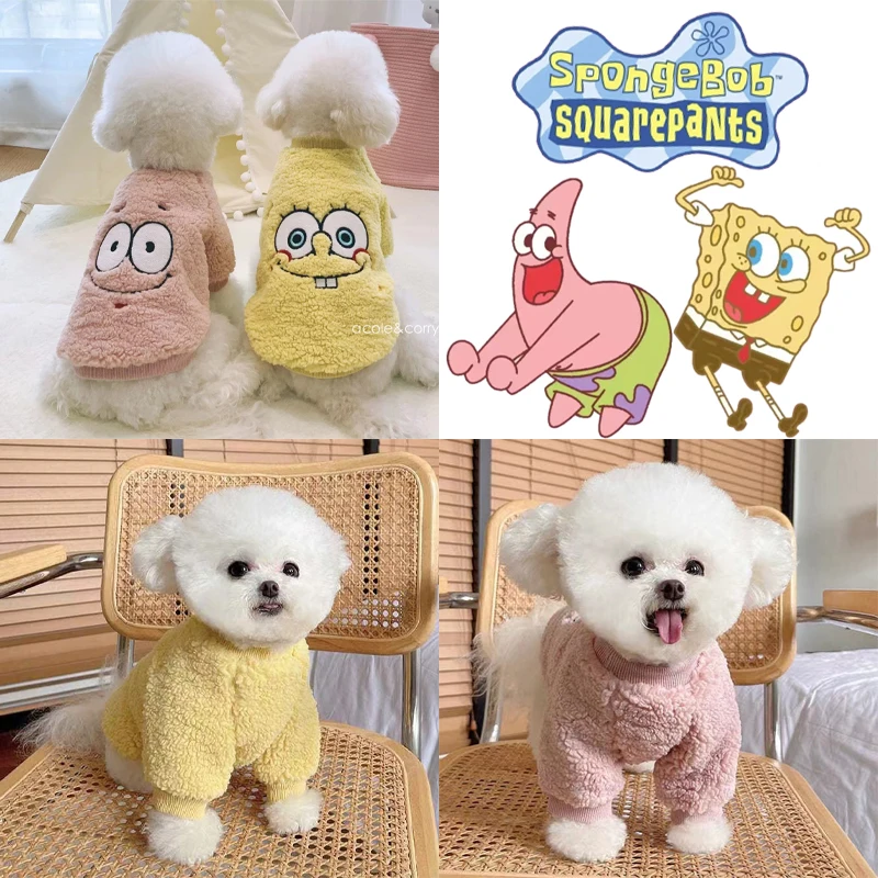 Spongebob Patrick Star Pet Clothes Cartoon Anime Dog Coat Felpa Winter Warm Jacket Small Medium Large Dog Cute Pet Supplies