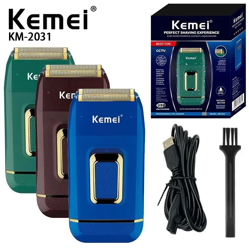 

Kemei KM-2031 Stainless Steel Double Mesh Washable Reciprocating USB Charging Smart Anti-pinch Electric Shaver