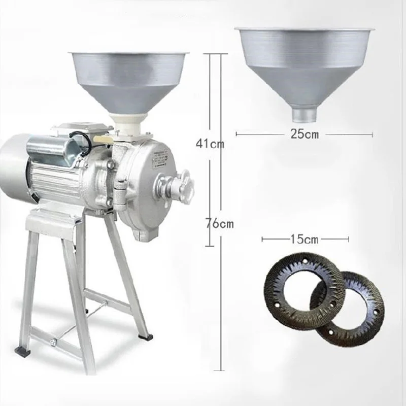 Electric Grain Mill Grinder Commercial Grinding Machine for Dry Grain Soybean Corn Spice Herb Coffee Bean Crusher Pulverizer