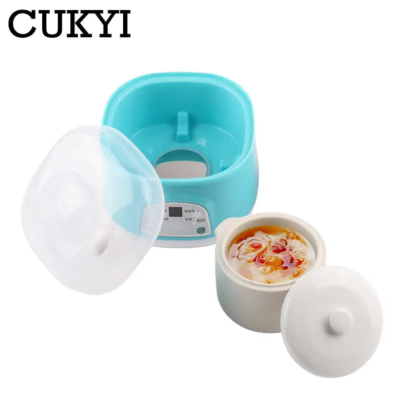 

CUKYI Electric Slow Cooker White Porcelain 120w Mini Fully Automatic Baby Soup Pot Bird's Nest Stew Pot blue 0.7L porridge