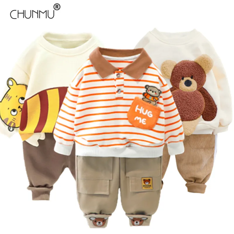 Infantil Baby Boys Suits Newborn Clothing Set Kids Letter Tracksuit Tops Pants Children Spring Outfits Girls sets | Детская одежда и