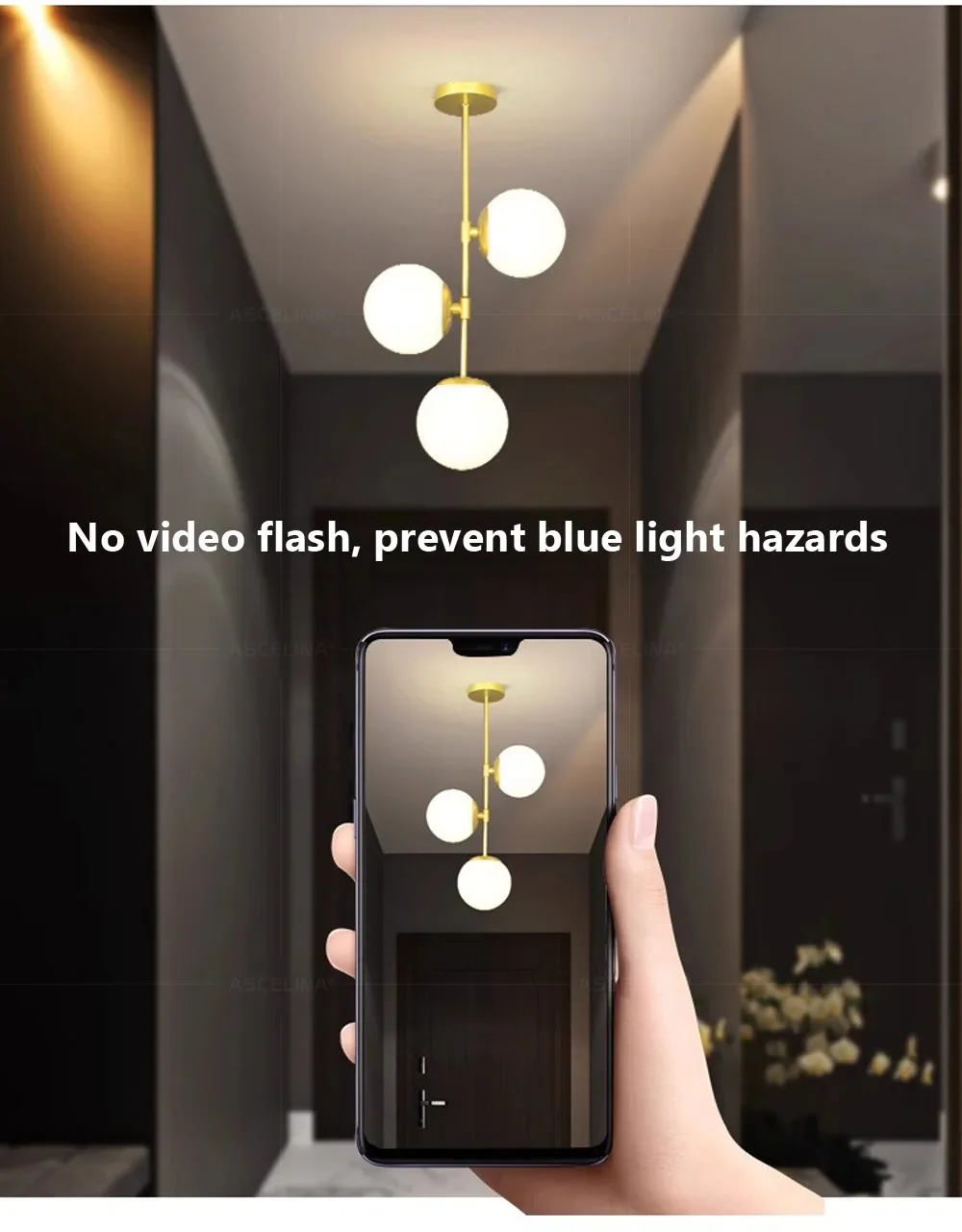 Description Picture 3 of itemNordic Multi Head Glass Ceiling Light For Cloakroom Balcony Corridor Aisle Light Entryway Light Living Room Home Decor Luminaire