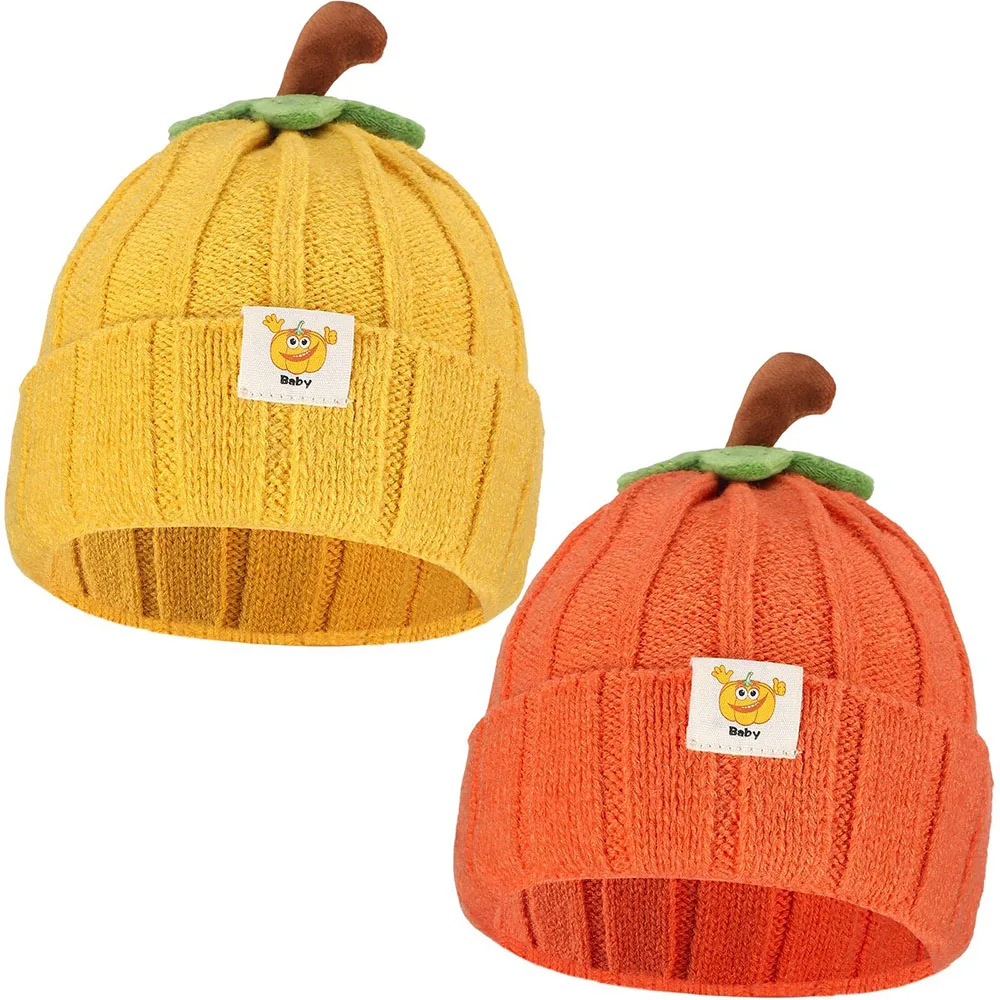 Halloween Baby Pumpkin Hat Infant Kids Pumpkin Beanie Cute Knitted Hat Newborn Beanie Baby Boy Girl 5M-3Y Thanksgiving Cap 1