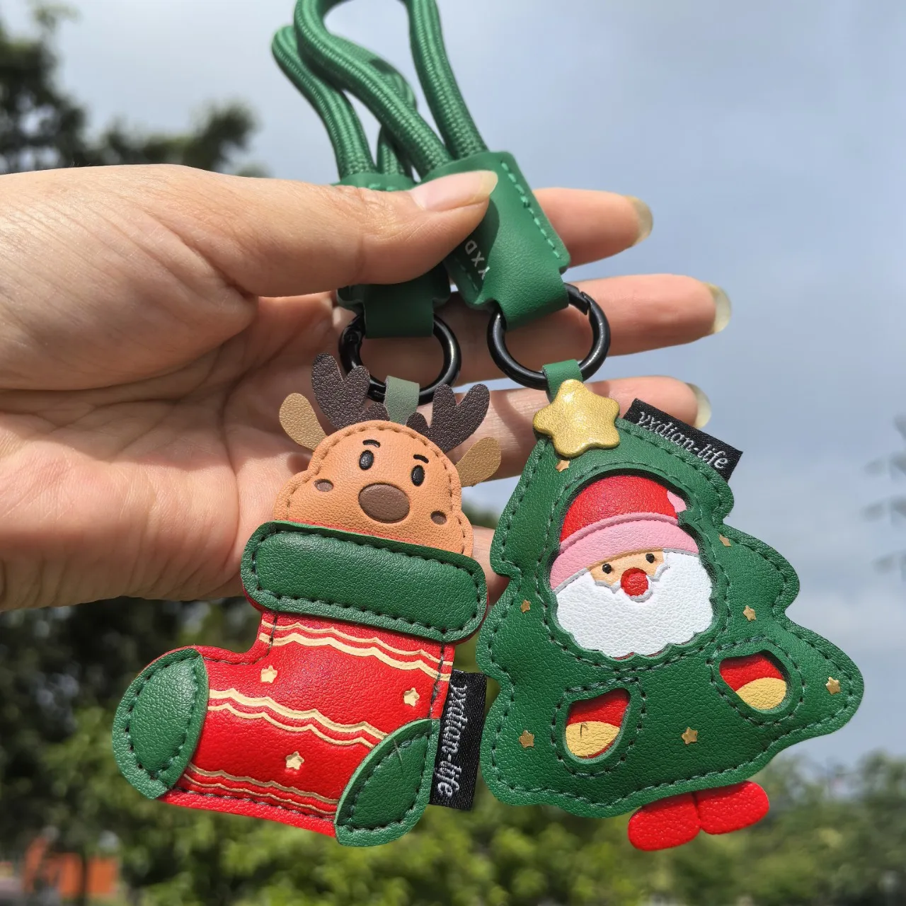 Cute Santa Keychain Sock-Stuffed Detachable Lanyard for Backpack Luggage Christmas Decor